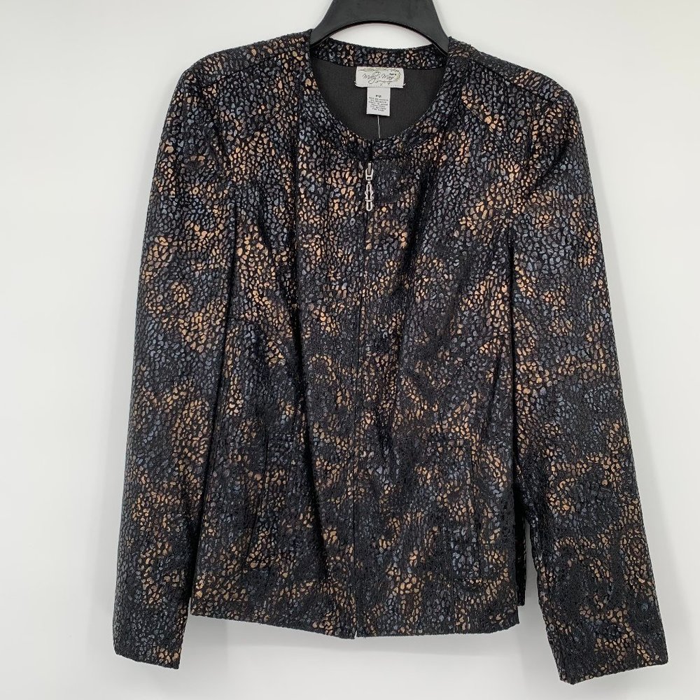 NWT Molly & Maxx Metallic Full Zip Blazer Jacket, Sz PM